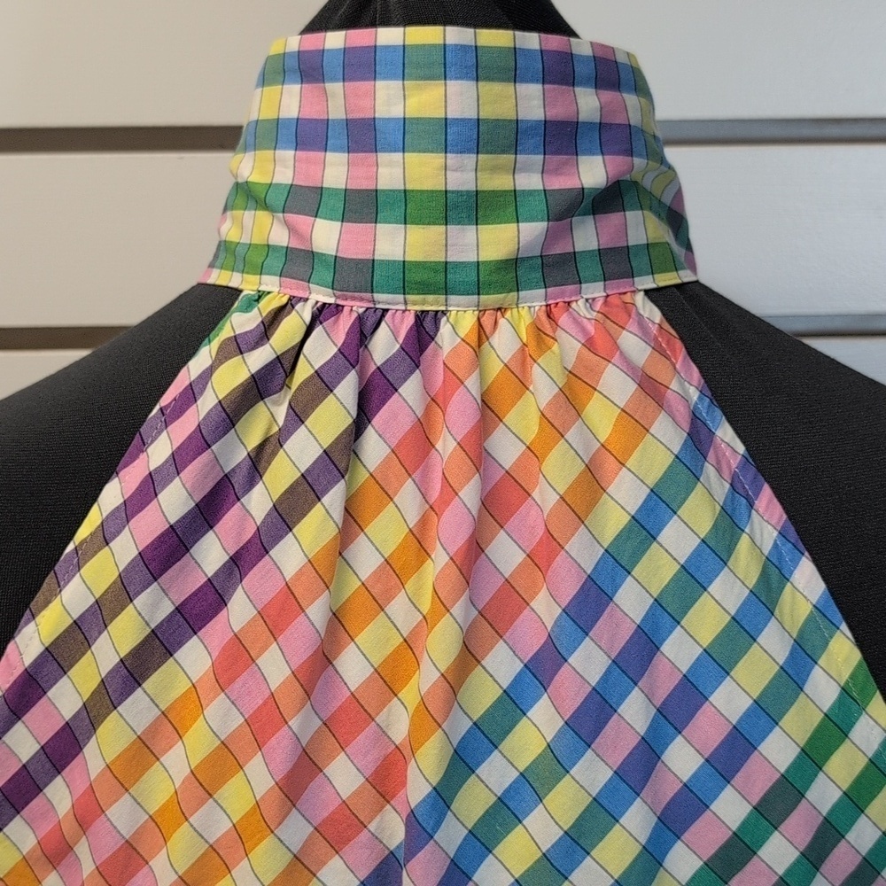 J Crew Woman's Gingham Tie Neck Cotton Sleeveless Shift Mini Dress Rainbow 2 - Picture 8 of 10